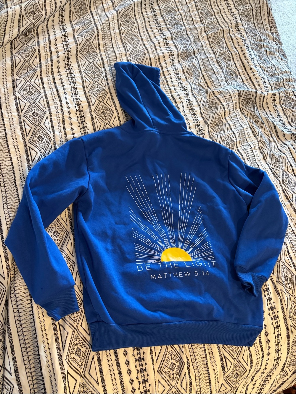 Blue 'Be The Light' Graphic Hoodie Sweatshirt